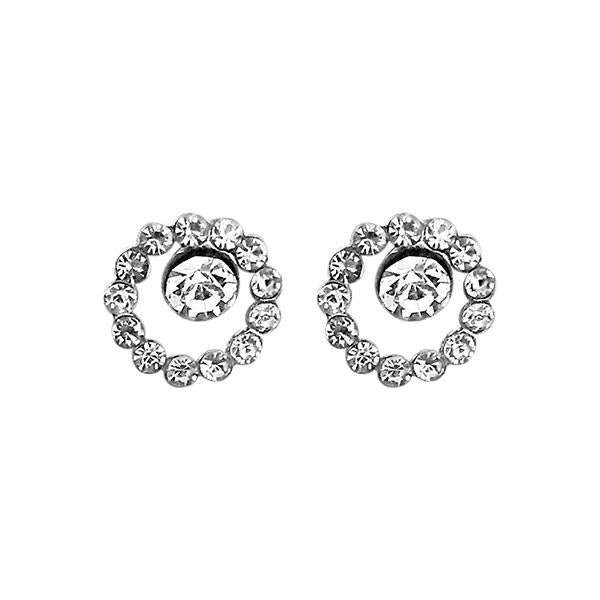 Kriaa Austrian Stone Silver Plated Stud Earrings - 1313808