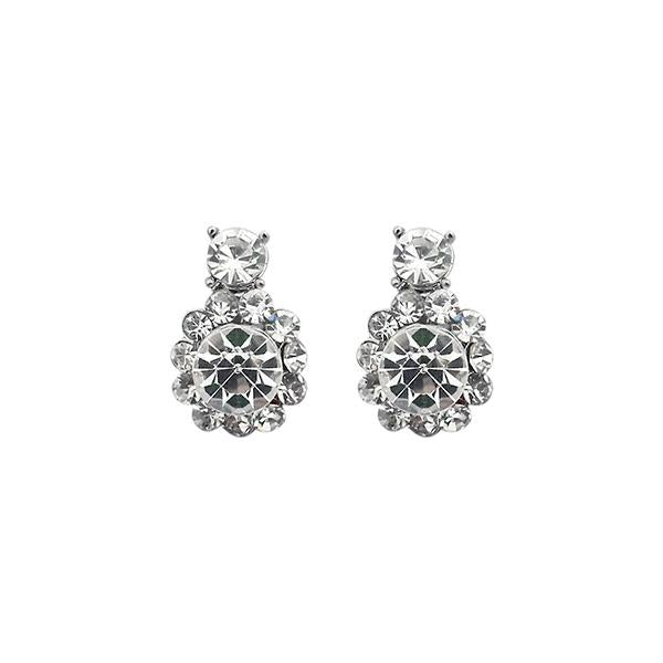 Kriaa Austrian Stone Silver Plated Stud Earrings - 1313811