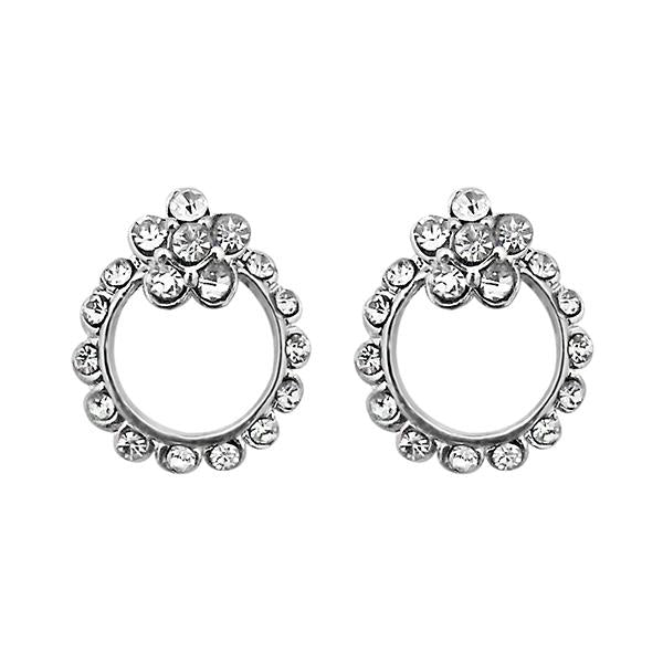 Kriaa Austrian Stone Silver Plated Stud Earrings - 1313813