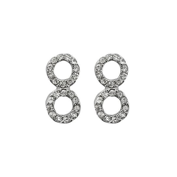 Kriaa Austrian Stone Silver Plated Stud Earrings - 1313814