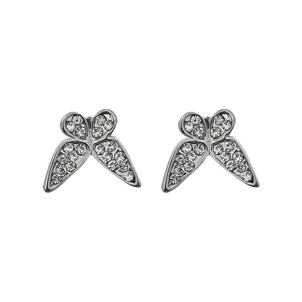 Kriaa Austrian Stone Silver Plated Stud Earrings - 1313818