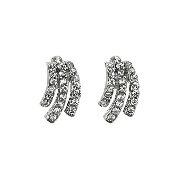 Kriaa Austrian Stone Silver Plated Stud Earrings - 1313821