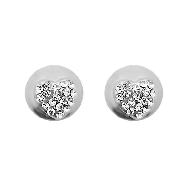 Kriaa Austrian Stone Pearl Silver Plated Stud Earrings - 1313835