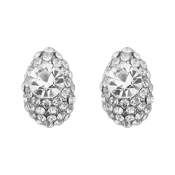 Kriaa Austrian Stone Silver Plated Stud Earrings - 1313838