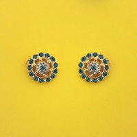 Kriaa Green Austrian Stone Gold Plated Stud Earrings - 1313848A