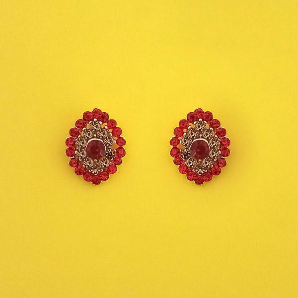 Kriaa Red Austrian Stone Gold Plated Stud Earrings  - 1313853H