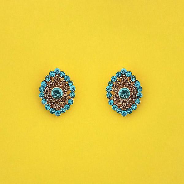Kriaa Blue Austrian Stone Gold Plated Stud Earrings - 1313853J