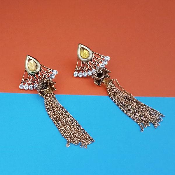 Kriaa Gold Plated White Austrian Stone Dangler Earrings - 1313907