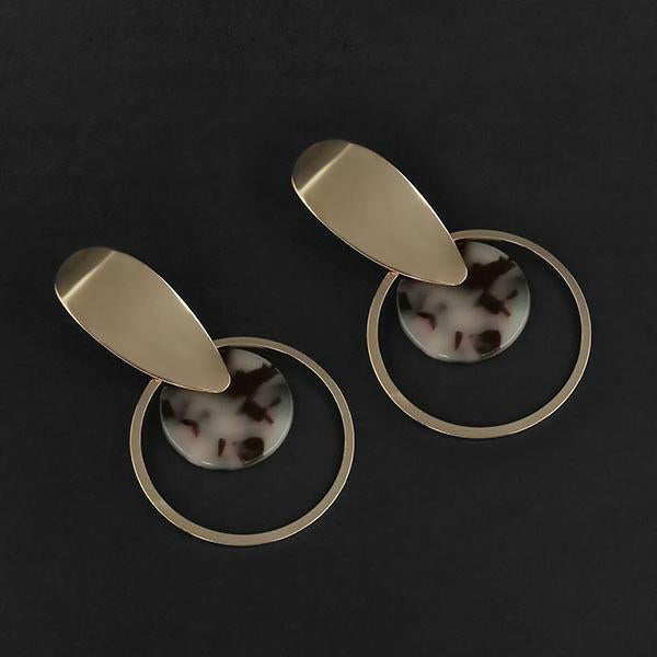 Urthn Brown Acrylic Dangler Earrings - 1314010F