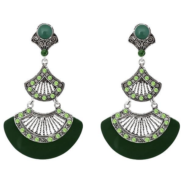 Urthn Stone Green Acrylic Dangler Earrings - 1314012F