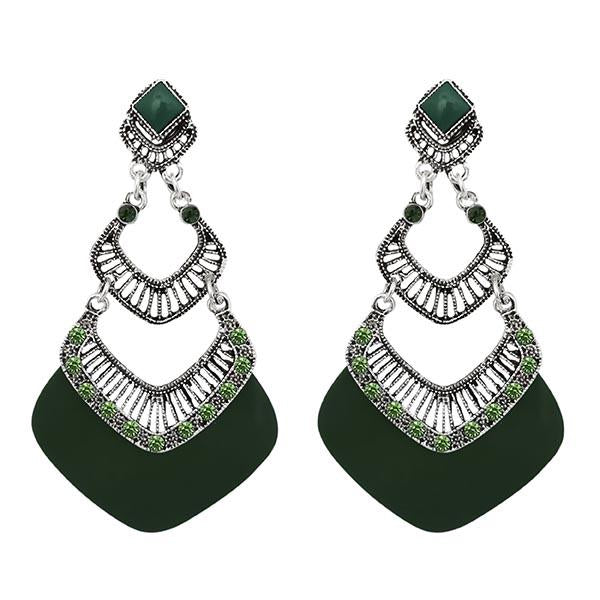 Urthn Green Acrylic Stone Dangler Earrings - 1314016D