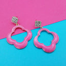 Kriaa Gold Plated Austrian Stone Pink Meenakari Earrings - 1314119D