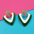 Kriaa Gold Plated Austrian Stone Green Meenakari Earrings - 1314126F