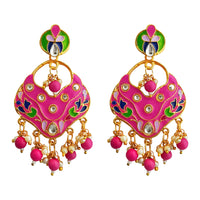 Kriaa Austrian Stone Pink Meenakari Dangler Earrings