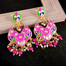 Kriaa Austrian Stone Pink Meenakari Dangler Earrings