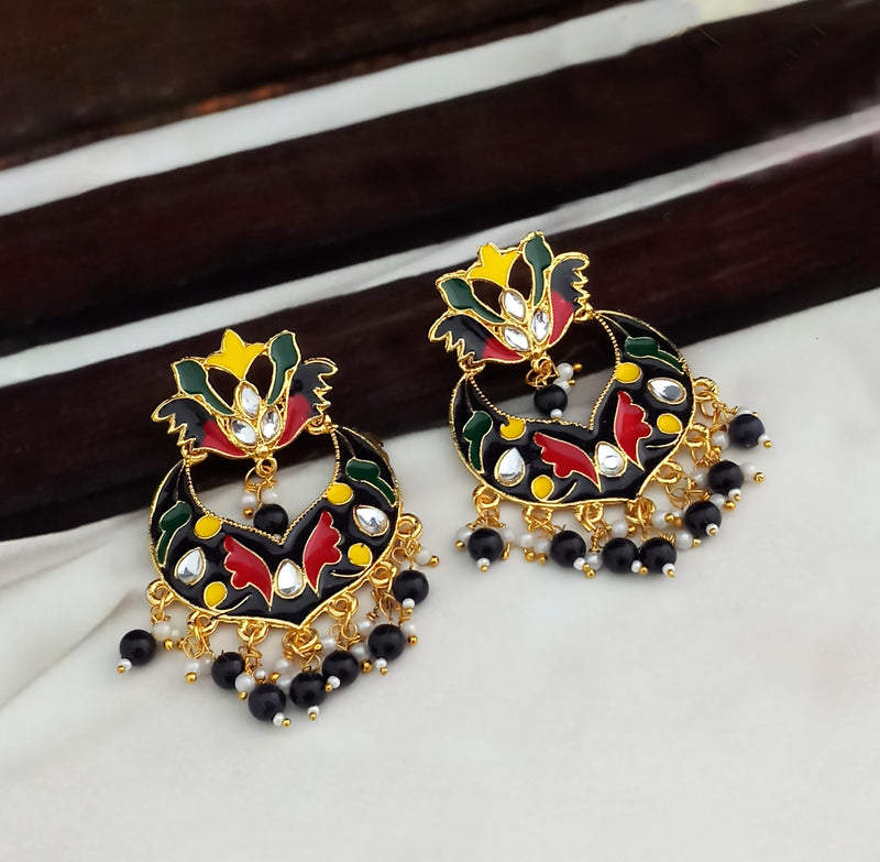 Amina Creation Gold Plated Meenakari Dangler Earrings