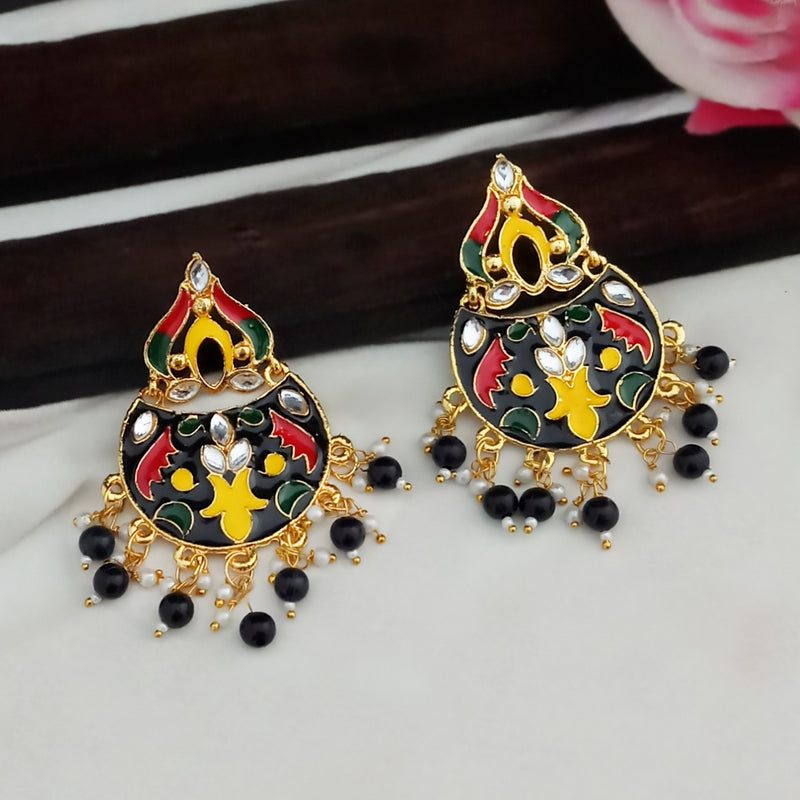 Amina Creation Gold Plated Meenakari Dangler Earrings