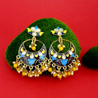 Kriaa Gold Plated Kundan Multi Meenakari Dangler Earrings