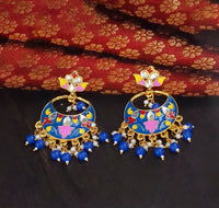Amina Creation Gold Plated Meenakari Dangler Earrings