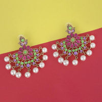 Kriaa Gold Plated Pink Meenakari Earrings - 1314219H