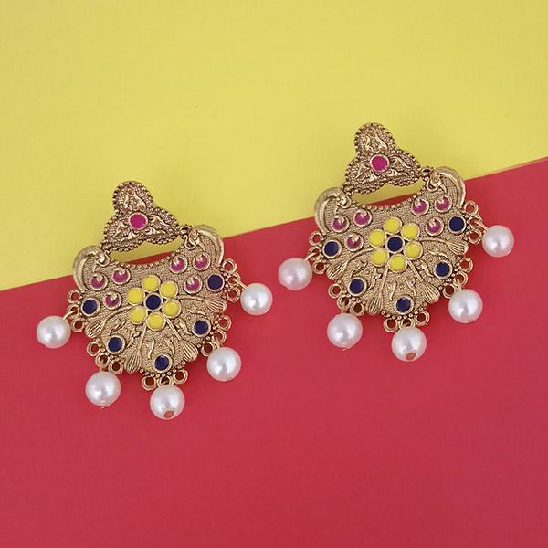 Kriaa Gold Plated Yellow Meenakari Earrings - 1314223J