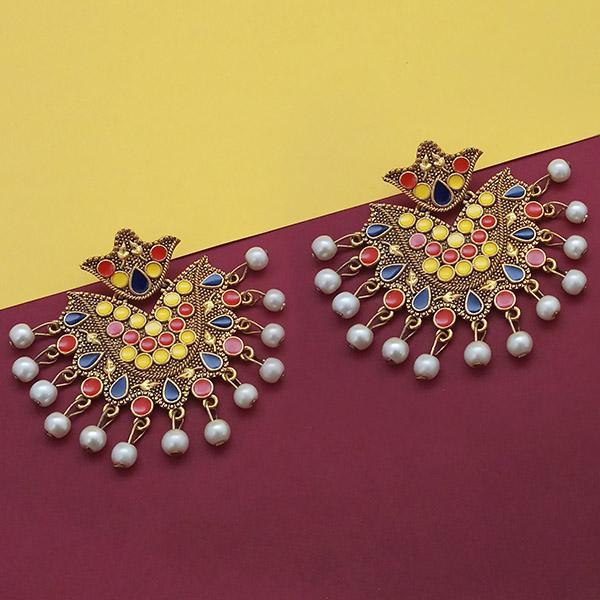 Kriaa Multi Meenakari And Pearl Dangler Earrings - 1314224C