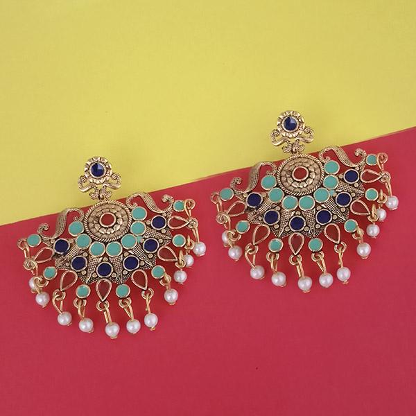 Kriaa Gold Plated Blue Meenakari Earrings - 1314226G