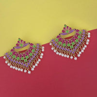 Kriaa Gold Plated Purple Meenakari Earrings - 1314227G