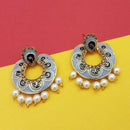 Kriaa Austrian Stone Grey Meenakari Dangler Earrings - 1314234E