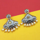 Kriaa Austrian Stone Grey Meenakari Dangler Earrings - 1314243F