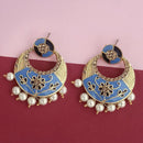 Kriaa Blue Meenakari Austrian Stone Dangler Earrings - 1314244F