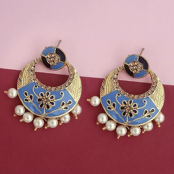 Kriaa Blue Meenakari Austrian Stone Dangler Earrings - 1314244F