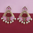 Kriaa Pink Meenakari Gold Plated Dangler Earrings - 1314246A