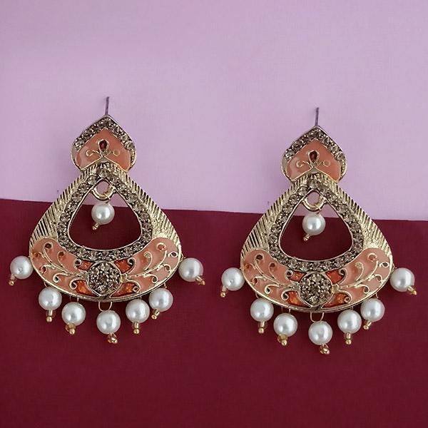 Kriaa Brown Meenakari Austrian Stone Dangler Earrings - 1314246B