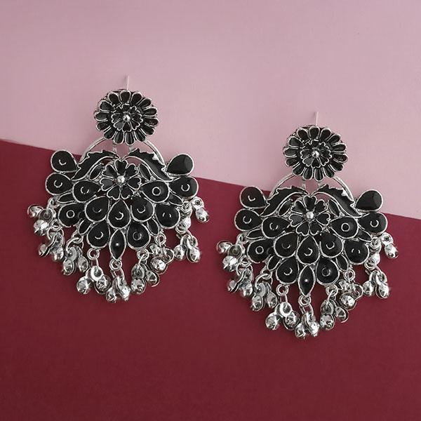 Jeweljunk Silver Plated Black Meenakari Afghani Earrings - 1314250E