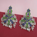 Tip Top Fashions Silver Plated Green Meenakari Afghani Earrings - 1314257D