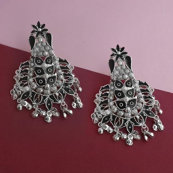 Tip Top Fashions Silver Plated Black Meenakari Afghani Earrings - 1314260E