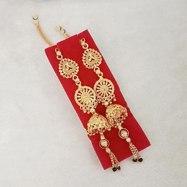 Kriaa Gold Plated Jhumki Chain Earrings - 1314306
