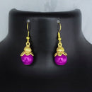 Kriaa Antique Gold Plated Beads And Crystal Stone Dangler Earrings