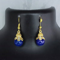 Kriaa Antique Gold Plated Beads And Crystal Stone Dangler Earrings