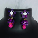 Kriaa Antique Gold Plated Beads And Crystal Stone Dangler Earrings