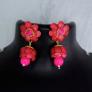 Kriaa Antique Gold Plated Beads And Crystal Stone Dangler Earrings