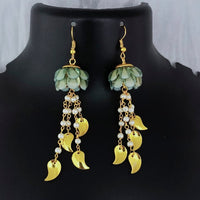 Kriaa Antique Gold Plated Pearl And Crystal Stone Dangler Earrings