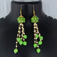 Kriaa Antique Gold Plated Pearl And Crystal Stone Dangler Earrings