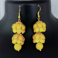 Kriaa Antique Gold Plated Beads And Crystal Stone Dangler Earrings