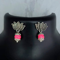 Kriaa Antique Oxidised Plated Beads Dangler Earrings