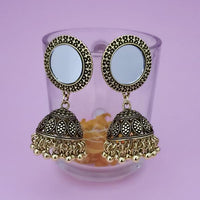 Kriaa Gold Plated Mirror Jhumki Earrings - 1314506