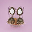 Kriaa Gold Plated Mirror Jhumki Earrings - 1314509