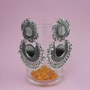 Kriaa Oxidised Plated Mirror Jhumki Earrings - 1314515