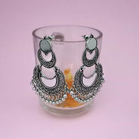 Kriaa Oxidised Plated Mirror Jhumki Earrings - 1314530